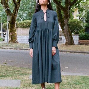 A Bronze Age Black House Dress Cotton Midi M Made in Canada
